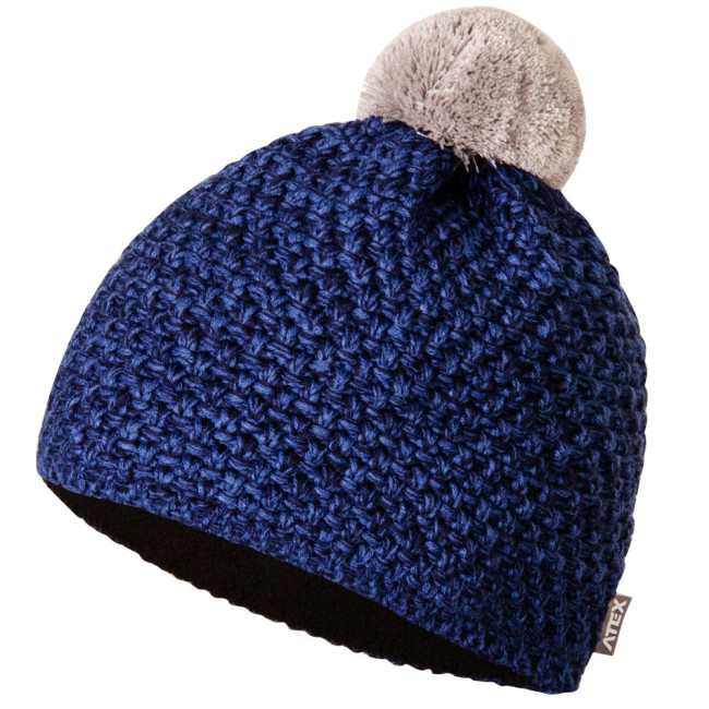 Pletená čepice KNIT modrá-melange